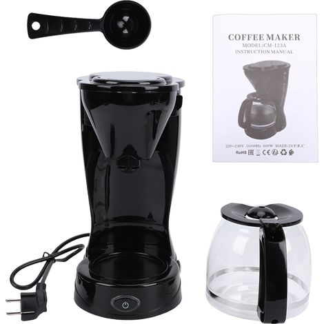 Cafetière électrique 750ml Filtre métallique réutilisable Verre borosilicate Arrêt automatique Maintien au chaud Noir (1/5)