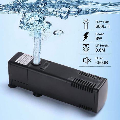 Filtre Interne d'Aquarium Pompe Submersible Silencieuse Filtre de Bassin à Poisson avec Barre de Pluie Éponge Biochimique et Tuyau d'Air (1/5)