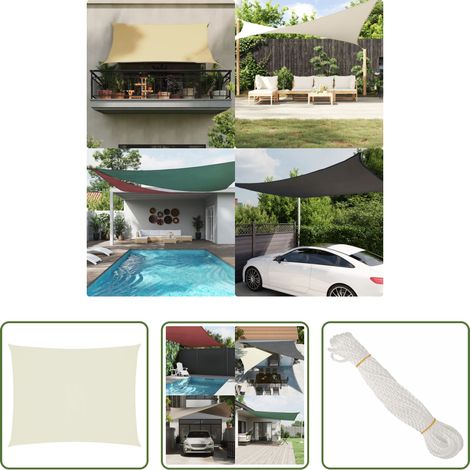 vidaXL Parasol jardin - Voile de parasol tissu oxford rectangulaire 4x5 m crème (1/5)