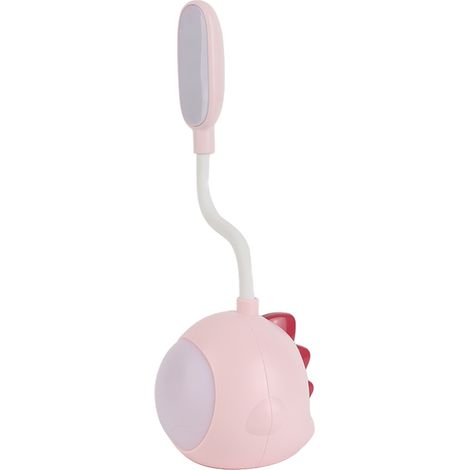 Lampe de bureau LED rose avec batterie, protection oculaire flexible, veilleuse rechargeable USB, idéale pour chambre ou dortoir. (1/5)