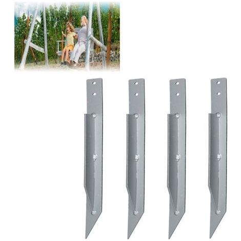 4Pcs Ancrages au Sol pour Balançoire, Ancrage de Jardin, Fixations de Balançoire, résistantes à l'usure, Galvanisées, Coupe Vent, Imperméables, 440 mm (1/4)