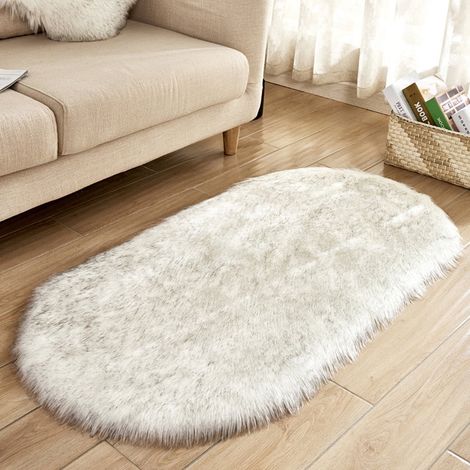 Tapis En Fourrure Synthétique - 40 x 60 cm - Tapis Ovale Moelleux Pour Chambre D Enfant Salon Chambre À Coucher - 1 Pièce (1/5)