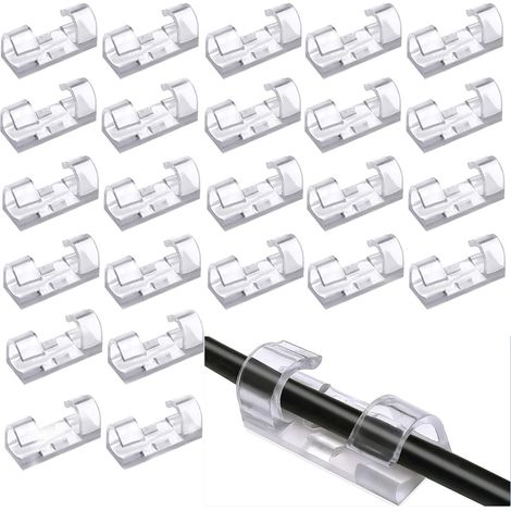 50 Pièces Clips Câbles Adhésifs Rangement de Câbles, Transparent Clips CâBle Organisateur Auto-AdhéSifs, Clips Pour Organisateurs CâBles Pour Bureau, Voiture Et Maison (1/5)