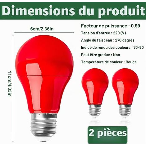 Ampoules LED Rouge E27, Ampoule De Couleur Pour Décoration De Noël (1/4)