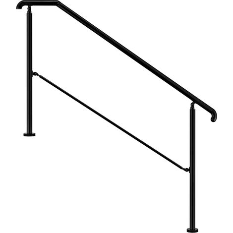 AICA Barandillas de acero inoxidable, Barandilla de entrada, Ángulo Ajustable, uso 4/5 peldaños, Interior y Exterio, Negro, 162x102cm (1/5)