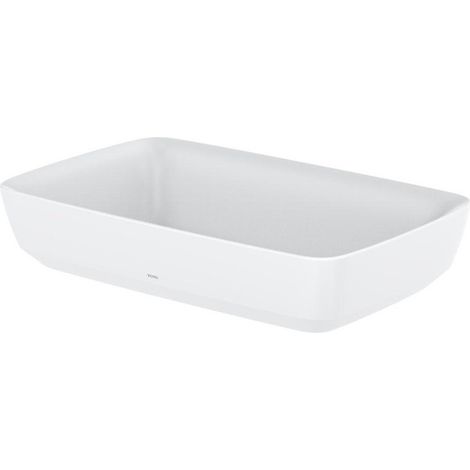Vasque à poser CE sans trou pour robinetterie, avec trop-plein blanc mat 600 mm, avec robinet à tige, carré TOTO