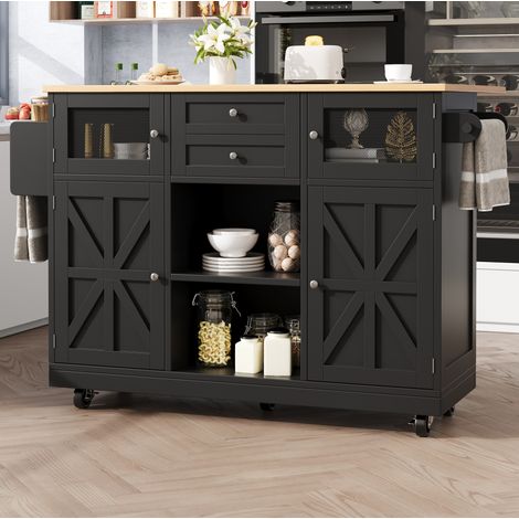 Mueble almacenamiento cocina con ruedas y tapa abatible OKMYHOME (1/5)