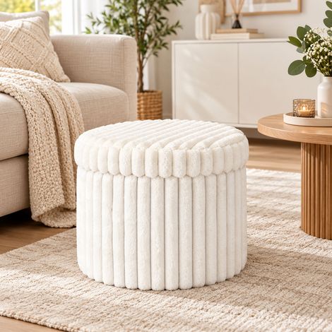 Hocker Aufbewahrungshocker Ø43cm Creme -AAE447780- Klein (1/5)