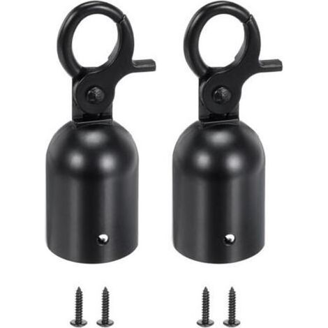 BUNTHAUS Lot de 2 embouts de corde pour poteau de 2,8 x 8 cm, crochets mousquetons pour barrière de contrôle des foules, séparateur de file d'attente, noir (1/5)
