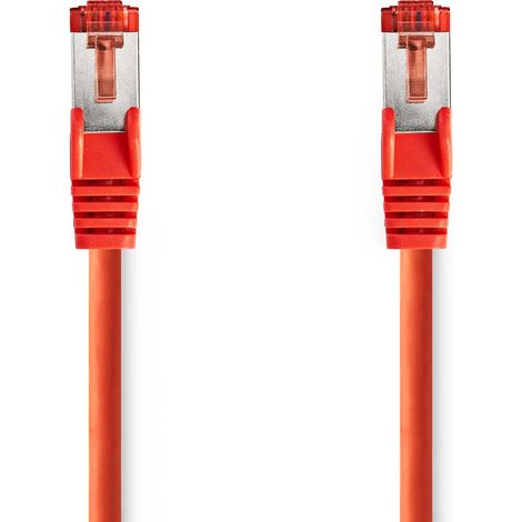 Câble réseau CAT6 RJ45 Male RJ45 Male S/FTP 3.00 m Rond LSZH Rouge Label