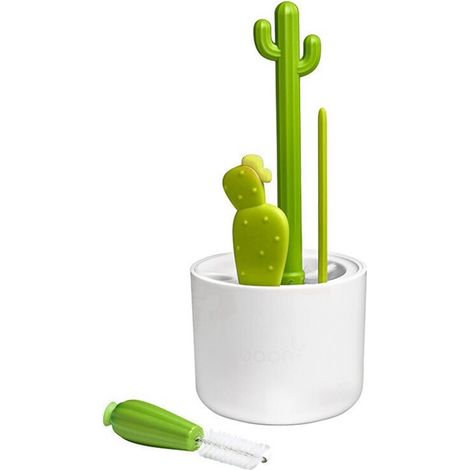 Flaschenbürste mit Kaktusmotiv, Strohhalmbürste, multifunktionales Reinigungsbürstenset, Rundum-Winkel-Reinigung (1/4)