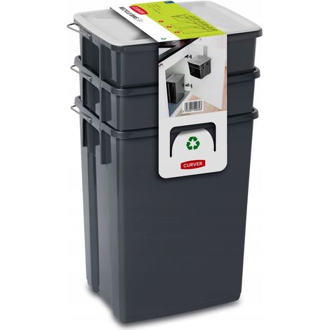 Curver Abfallsortierbehälter 2 x 10L + 6L, schwarz