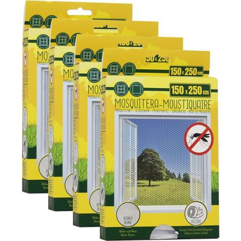 Lot de 4 Moustiquaire de Fenêtre 150 x 250 cm avec Fixation auto-agrippante, protection contre moustiques, mouches et araignées (1/5)