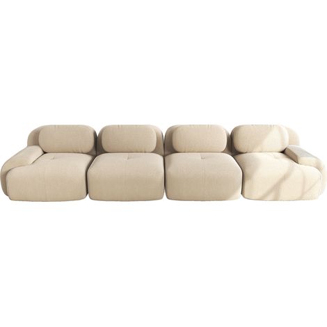 ELVMI Sofá de esquina modular sin estructura con espuma 32D y reposabrazos curvos, en Corduroy, Beige (1/5)