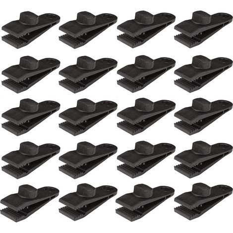 20er-Pack Planenclips – Zelt- und Markisenclips – robustes Verriegelungssystem – Campingmarkisenclips – Planenclips – geeignet für Markisen, Camping- und Wohnwagenmarkisen sowie Gummiseile – schwarz (1/5)