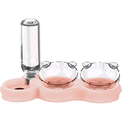 Gamelles surélevées inclinées à 15° en plastique pour chats, bouteille d'eau automatique, distributeurs de nourriture et d'eau pour animaux de compagnie (1/5)