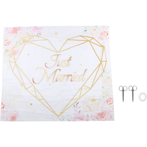Fond d'amour mariage polyester romantique installation rapide cœurs pour cérémonie fiançailles fête sans boîte cadeau (1/5)