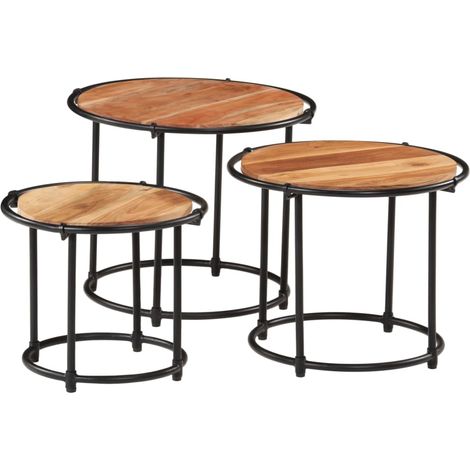 Tables gigognes 3 pcs bois massif d'acacia