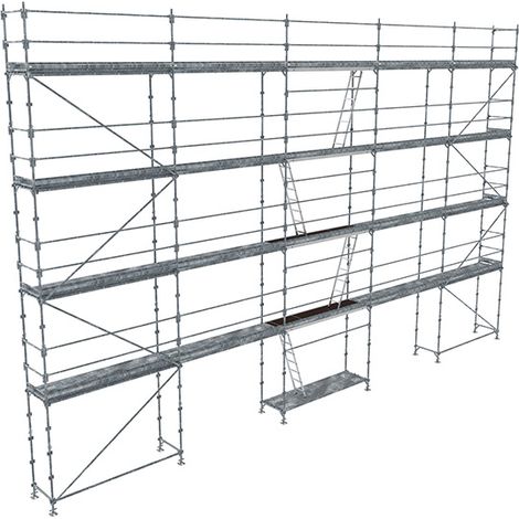 Tubesca Comabi – Échafaudage de façade R200 Progress Premium 160 m² – Hauteur plancher 8m – Largeur 75cm – Montage rapide et sécurisé – Compatible multidirectionnel M368