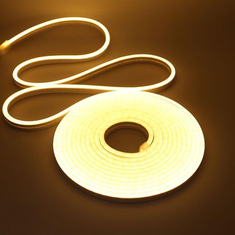 Bande LED néon - 24 V - Étanche IP65 - 2 broches - 5 x 11 mm - Pour l'extérieur, la maison, la cuisine - 2 m - Blanc chaud - Sans alimentation électrique (1/5)