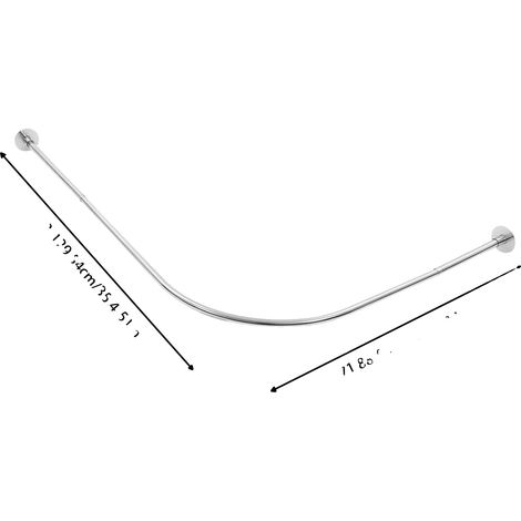 Barre de rideau de douche, design ajustable, acier inoxydable durable, Argent (1/2)