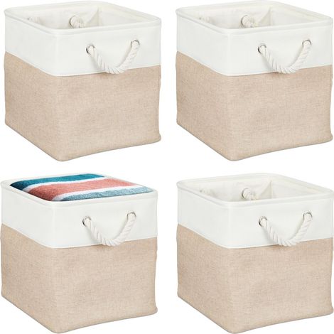 Set di 4 cestini portaoggetti in lino - Organizzatori multiuso
