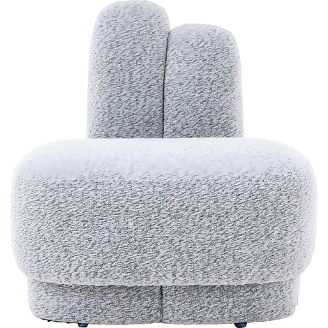 Pouf Poggiapiedi in Tessuto, Seduta Aggiuntiva con Forma di Coniglio e Orecchie Ricamate, Grigio Bianco Antico (1/5)