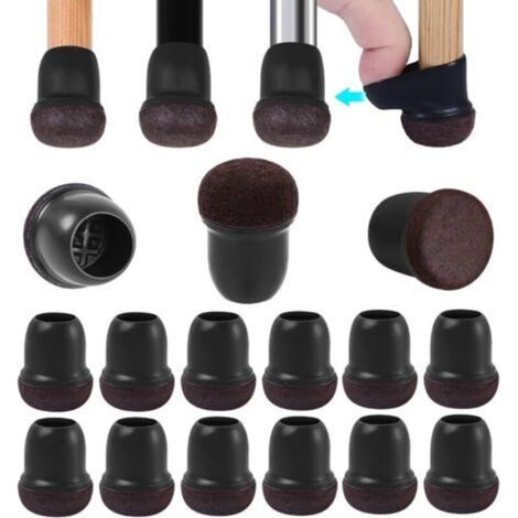 24 Pieces Chair Leg Caps 14-19mm with Felt Pads, Furniture Leg Covers, Chair Leg Cups Protection for Furniture (1/5)