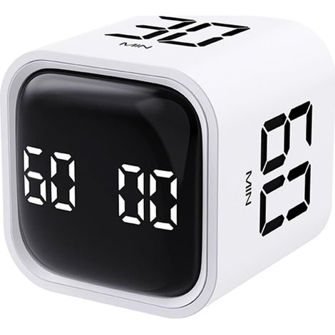 Timer di produttività con sensore di gravità, con avvisi silenziosi, a vibrazione e acustici, durata personalizzabile di 5/10/30/60 minuti, colore bianco.