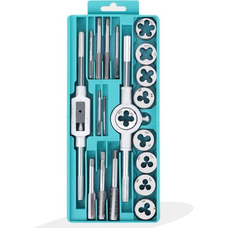 Coffret Tarauds et Filières, Outil Pour Tarauder Métrique 20 Pièces, Filetage Extracteurs de Vis, M3-M12 en Acier, Outils de filetage Clé Vis outils avec Étui de Rangement (1/5)