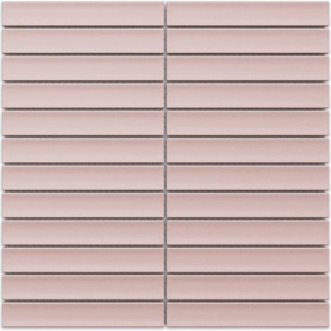 Mosaïque en céramique sur maille pour salle de bain ou cuisine 29.0 cm x 28.2 cm - Matt pink piano