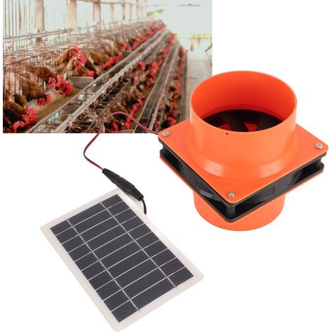 Ventilateur d'extraction solaire 10 W 5 V, panneau solaire en silicium monocristallin ABS, kit de ventilation pour tuyau rond, nichoir ou poulailler (1/5)