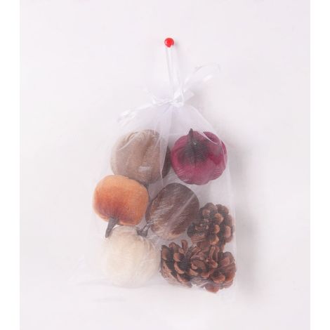 Dekofigur Kürbisse & Tannenzapfen Ø 7 cm bunt 8 Stück Weihnachtscharaktere