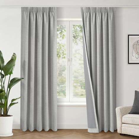 Rideau Occultant Thermique 140 x 260 cm Lot de 2, Gris Clair (1/5)