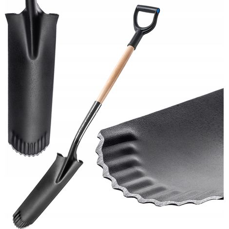 KADAX Drainierspaten, Spitze Schaufel mit D-Griff und Stiel, 124 cm (1/5)