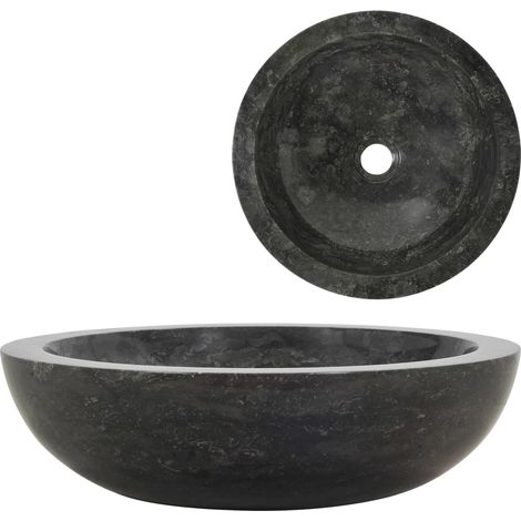 Évier 40 x 12 cm Evier 1 bac Évier à poser Marbre Noir (1/4)