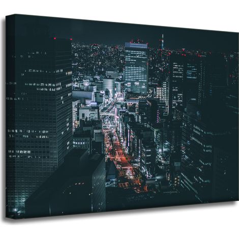Leinwanddruck „Tokioter Architektur bei Nacht“, 40 x 30 cm