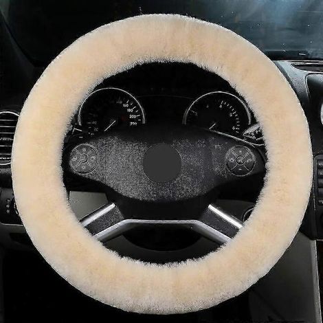 Housse de volant 100 % laine de Nouvelle-Zélande, douce et chaude, en peluche longue, avec fonction chauffante, universelle, 38 cm. Accessoires (1/5)