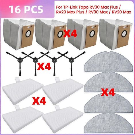 Pour -Link RV30 / RV20 / RV30 Max / RV20 Max Pièces détachées : Sac à poussière, Filtre HEPA, Brosse latérale, Chiffon de nettoyage (1/4)