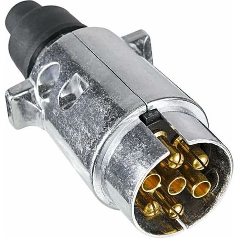 Connettore per rimorchio in metallo a 7 pin, 12V, maschio, impermeabile, per caravan, camper, auto, barca (lega di alluminio)
