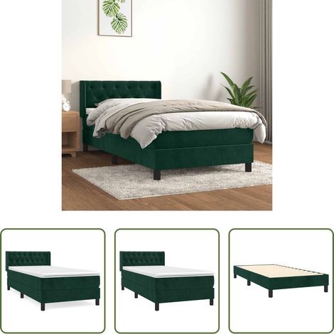 vidaXL Tête de lit réglable - Sommier à lattes de lit avec matelas Vert foncé 100x200 cm (1/5)