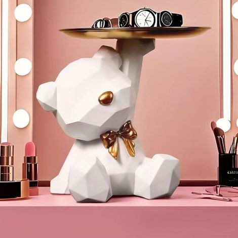 BelleRise - Plateau de rangement en résine en forme d'ours — Adorable visage d'ours avec empreintes de pattes (1/3)