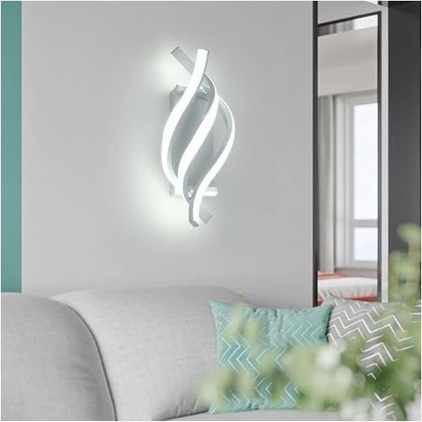 28W LED indoor wall light, aluminum bedroom light with 3 spiral lights, creative white lamp (1/5)