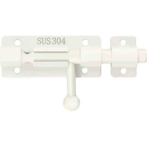 Lot de 2 verrous coulissants de 4 pouces, loquet de porte en acier inoxydable, verrou coulissant, barillet blanc (1/5)