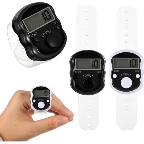 2 Pièces Compteur Manuel Chapelet Electronique Led Compte Rang Tricot Automatique Digital Compteur Client 5 Chiffres Compteur Numérique Doigt Réinitialisable Compteur (1/5)