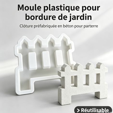 Moule en Plastique pour Clôture de Jardin 48x46x5cm, Moule à Béton DIY pour Bordure et Parterre de Fleurs, Modèle de Jardinage Extérieur. (1/5)