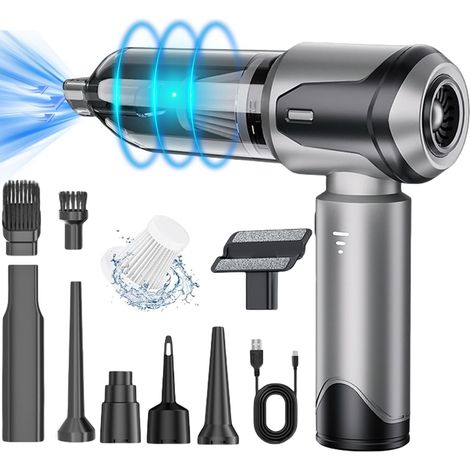 Aspirateur à Main 16000Pa, 4 en 1 Mini Aspirateur sans Fil Portable à 3 Vitesses Aspirateur Voiture Puissant sans Fil par USB pour PC Maison Voiture Bureau Canapé