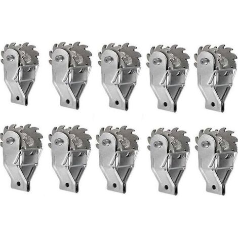10 robuste Zaunspanner in Reihe, geeignet für landwirtschaftliche Elektrozäune und Drahtspanner.