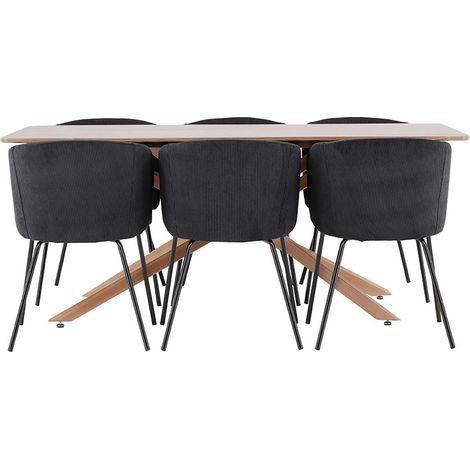 Piazza Essgruppe Tisch 90x180cm und 6 Flöhl Stühle mit Armlehnen mocca. (1/4)