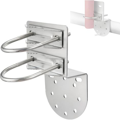 CCYKXA 150x90x2mm 1pcs Antenna Pole Mount with Double U-Bolts Dacromet Iron Plating Antenna Mast Clamp V-Shaped Jaw Bracket for Diameter Satellite Radio Umbrella Weather Station (1/4)